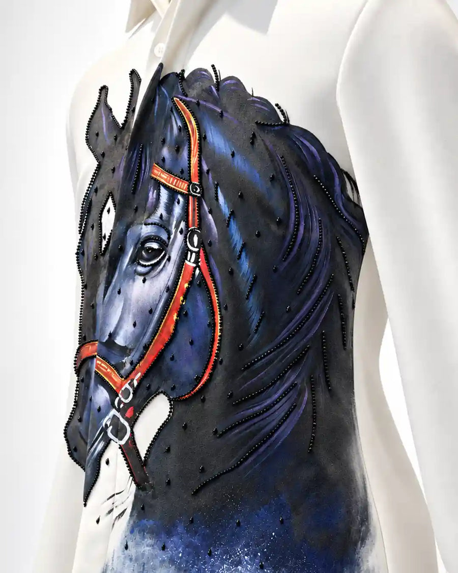 White Horse Artwork Designer Shirt - Desire by Bharat Ahuja