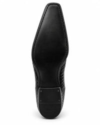Black Scale-Embossed Side Zip Boots