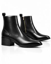 Black Glossy Zip Ankle Boots