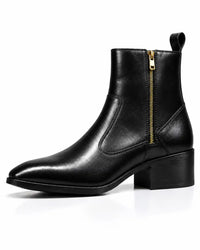 Black Glossy Zip Ankle Boots