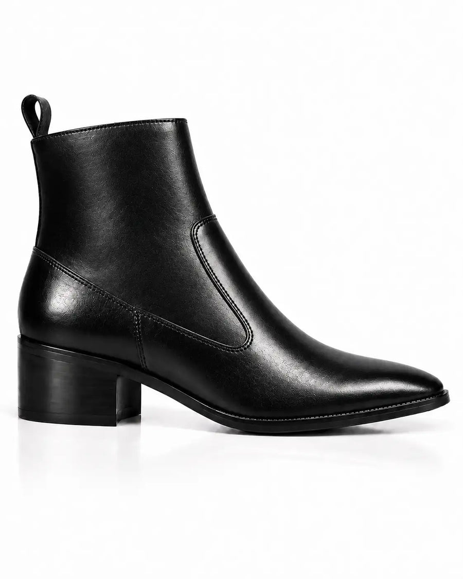 Black Glossy Zip Ankle Boots - Desire by Bharat Ahuja