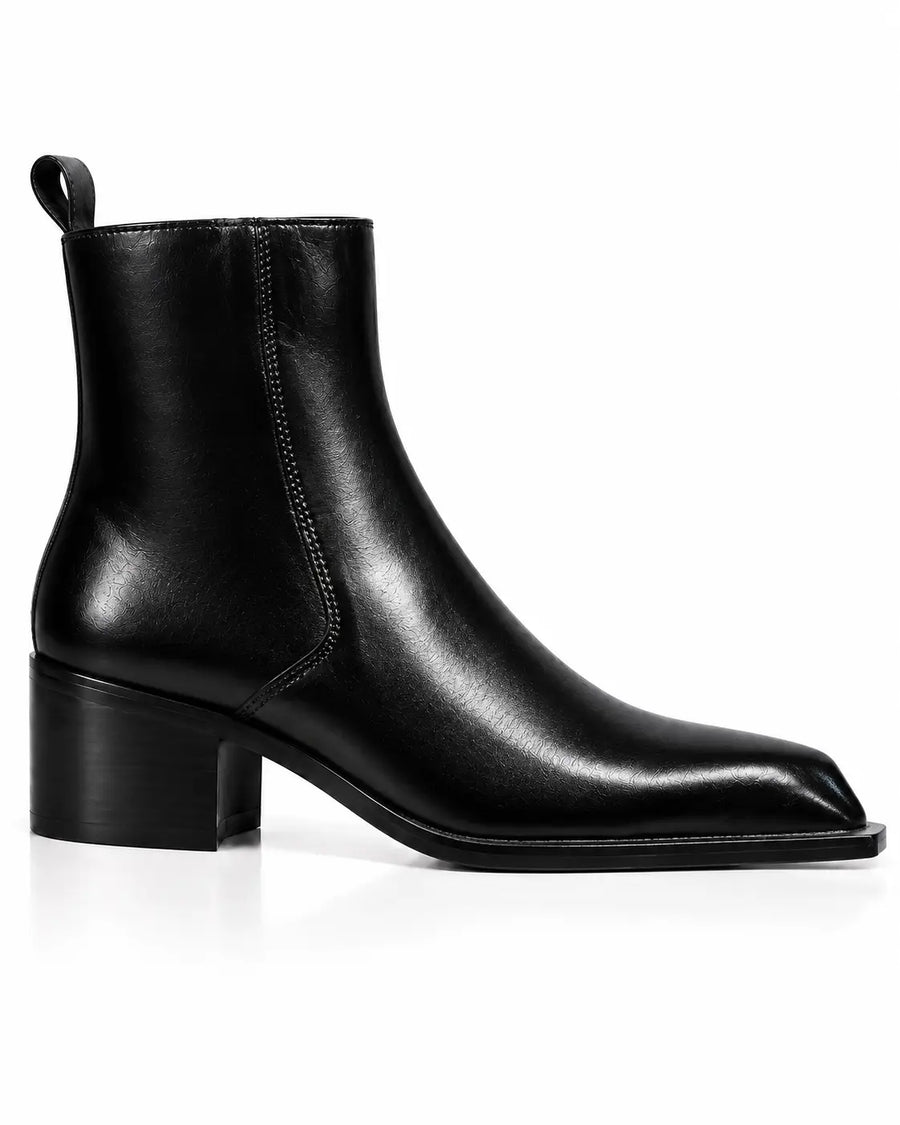 Black Square-Toe Zip Ankle Boots - Desire by Bharat Ahuja