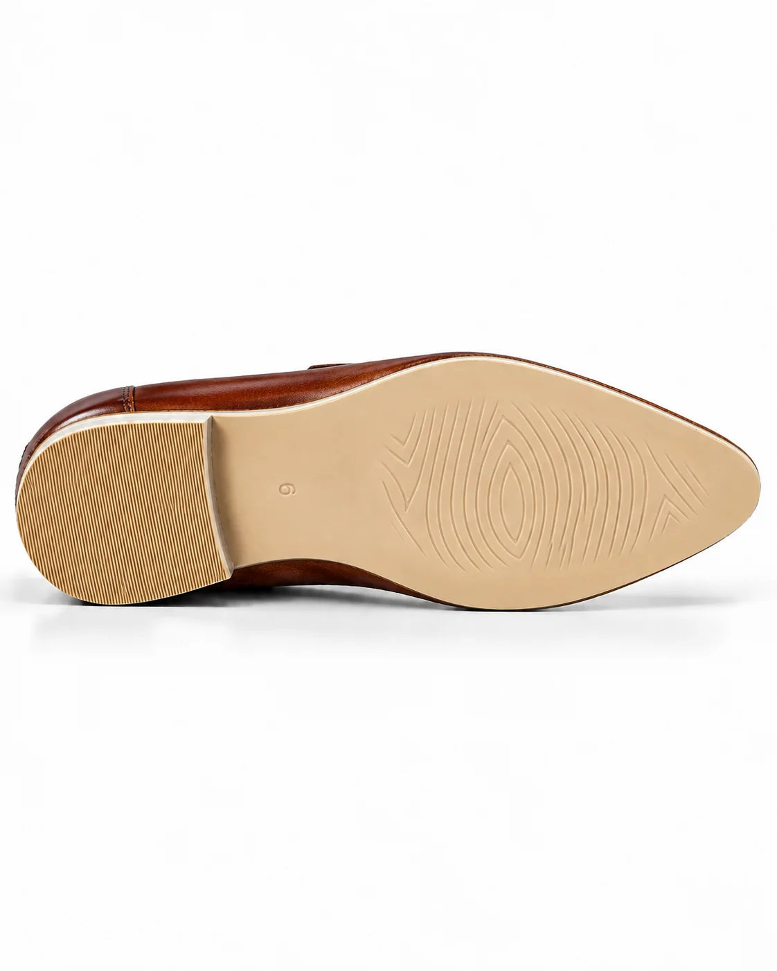 Cognac Brown Embellished Leather Loafers