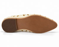 Ivory Pearl & Gold Embellished Suede Loafers