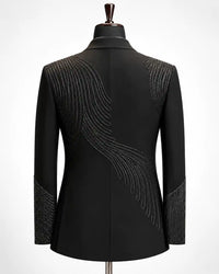 Black Linear Beaded Asymmetric Tuxedo