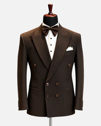 Chocolate Brown Double-Breasted Peak Lapel Tuxedo