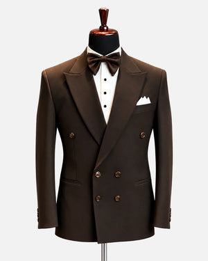 Chocolate Brown Double-Breasted Peak Lapel Tuxedo