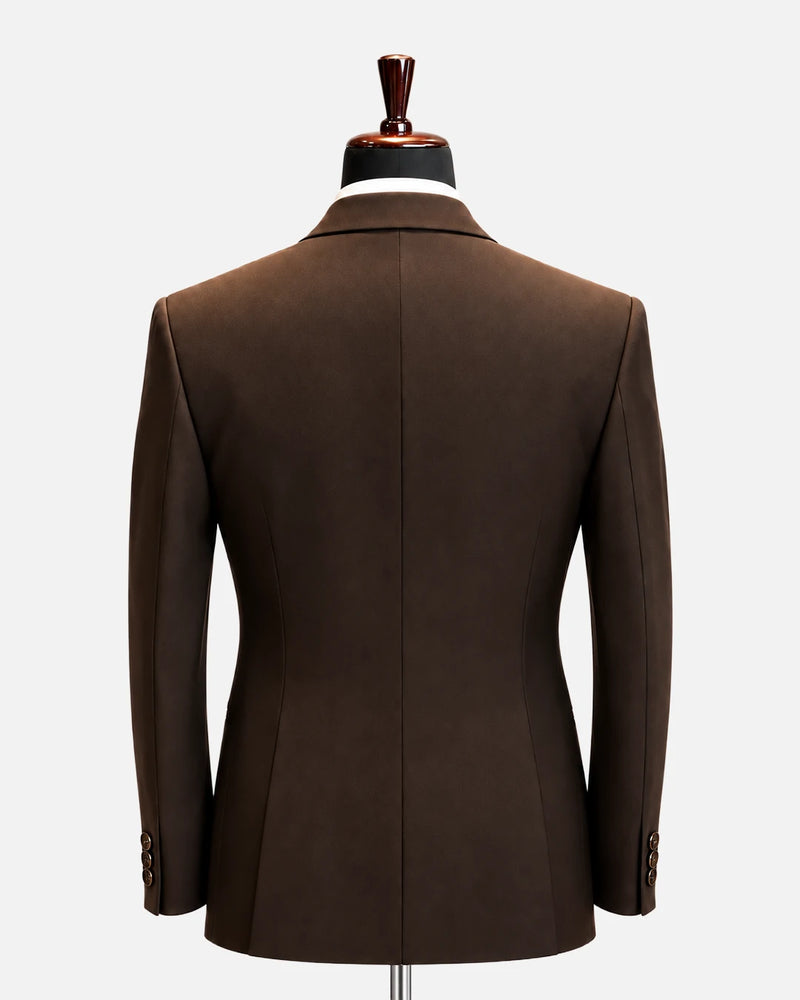 Chocolate Brown Double-Breasted Peak Lapel Tuxedo