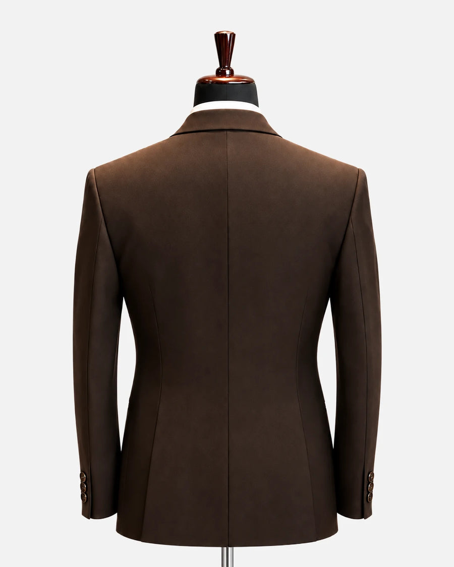 Chocolate Brown Double-Breasted Peak Lapel Tuxedo - Desire by Bharat Ahuja