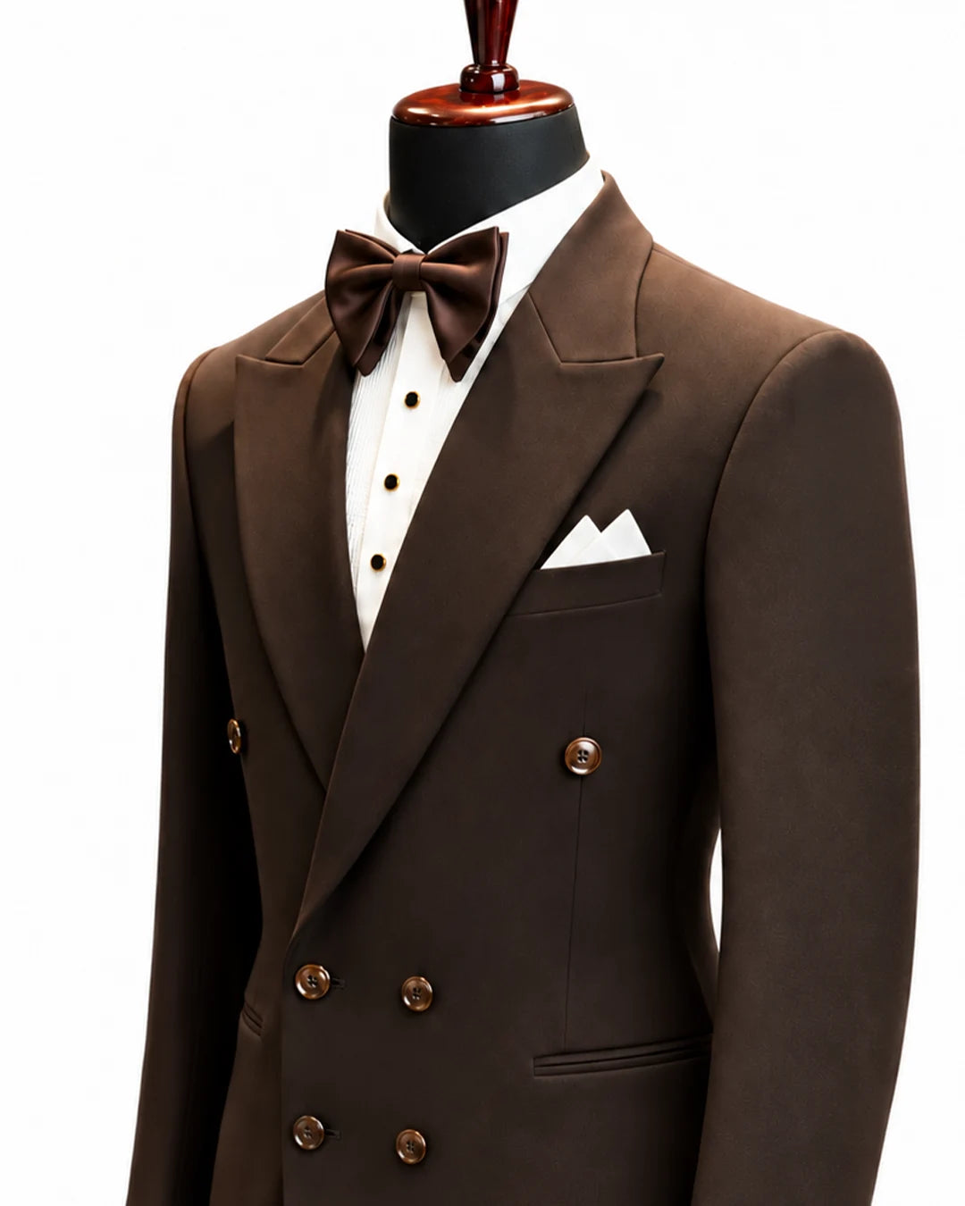 Chocolate Brown Double-Breasted Peak Lapel Tuxedo