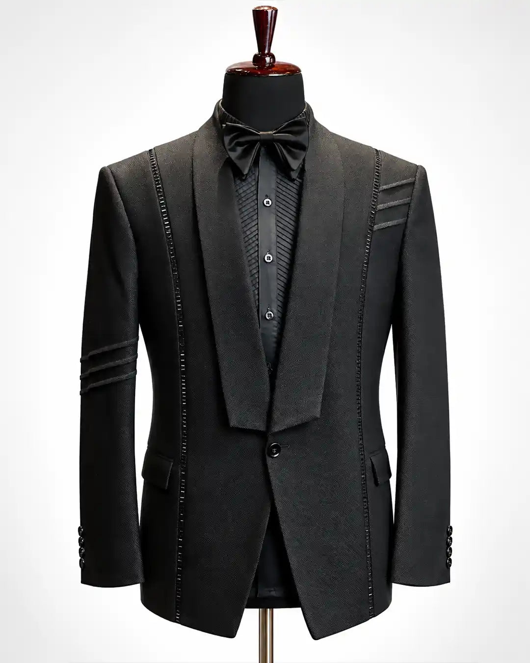 Black Shawl Lapel Statement Tuxedo Blazer