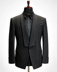 Black Shawl Lapel Statement Tuxedo Blazer