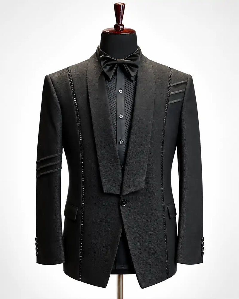 Black Shawl Lapel Statement Tuxedo Blazer