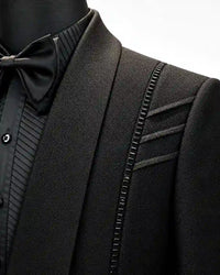 Black Shawl Lapel Statement Tuxedo Blazer