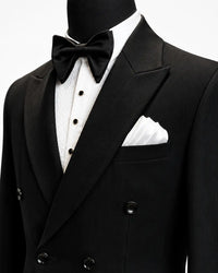 Classic Black Double-Breasted Peak Lapel Tuxedo