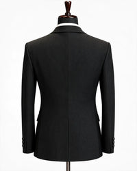 Classic Black Double-Breasted Peak Lapel Tuxedo