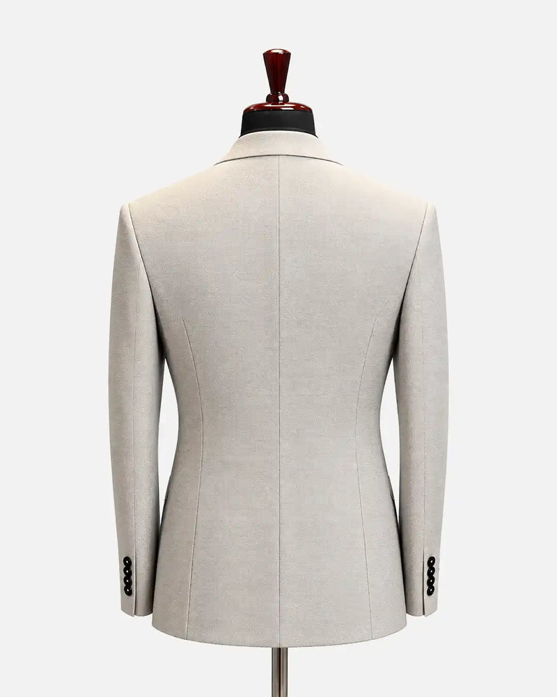 Ivory Double-Breasted Contrast Stitch Tuxedo