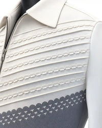 Ivory & Grey Zip-Up Designer Shirt