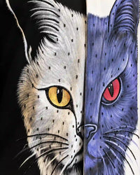 Dual-tone cat graphic designer shirt for men, view 3 - Desire by Bharat Ahuja