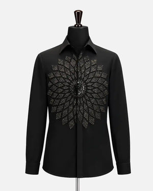 Black Crystal Bloom Embellished Shirt