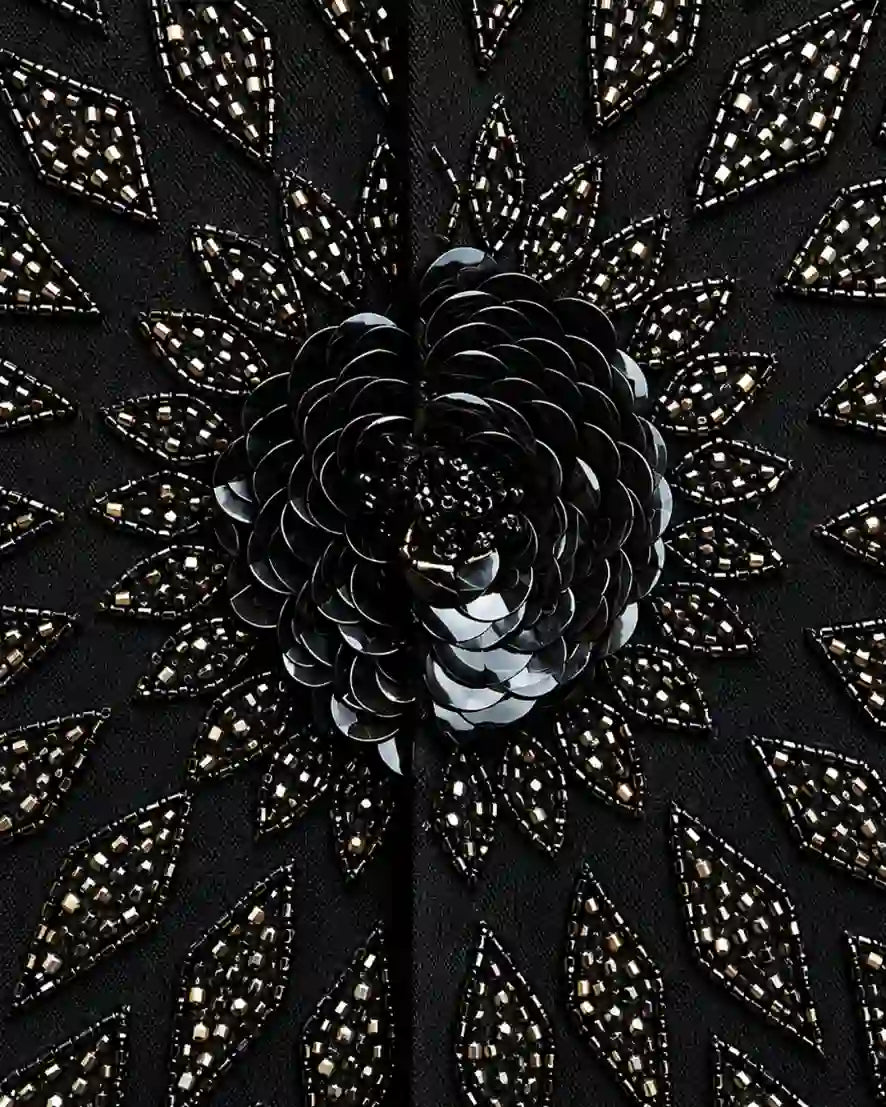 Black Crystal Bloom Embellished Shirt