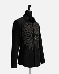 Black Crystal Bloom Embellished Shirt