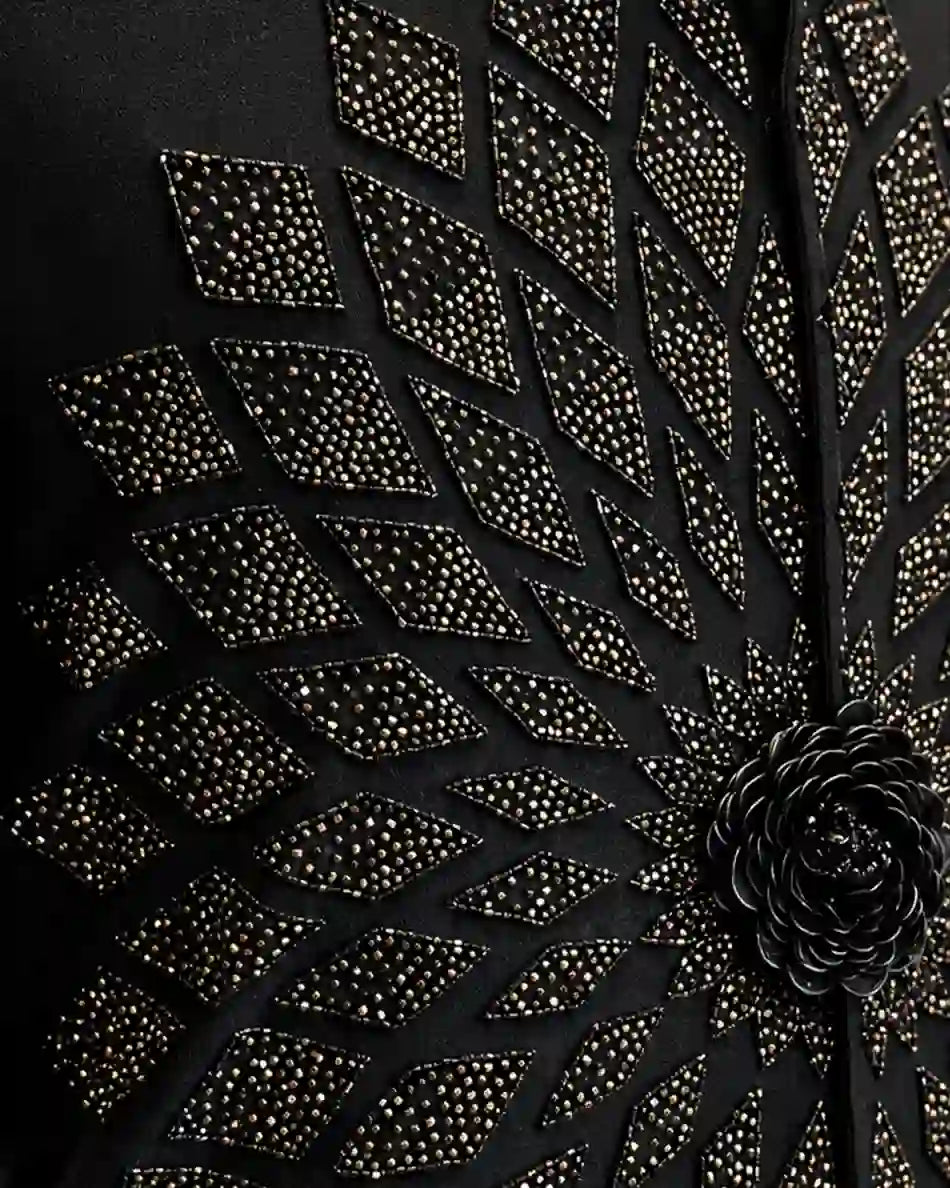 Black Crystal Bloom Embellished Shirt