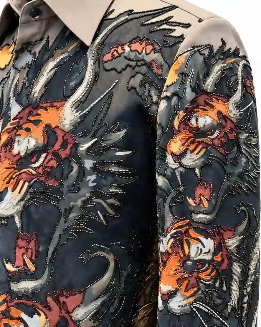 Ivory Tiger Artwork Statement Shirt