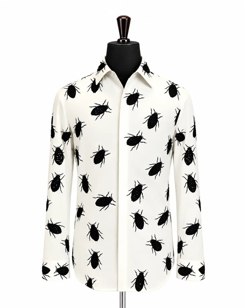 Ivory Beetle Print Statement Shirt