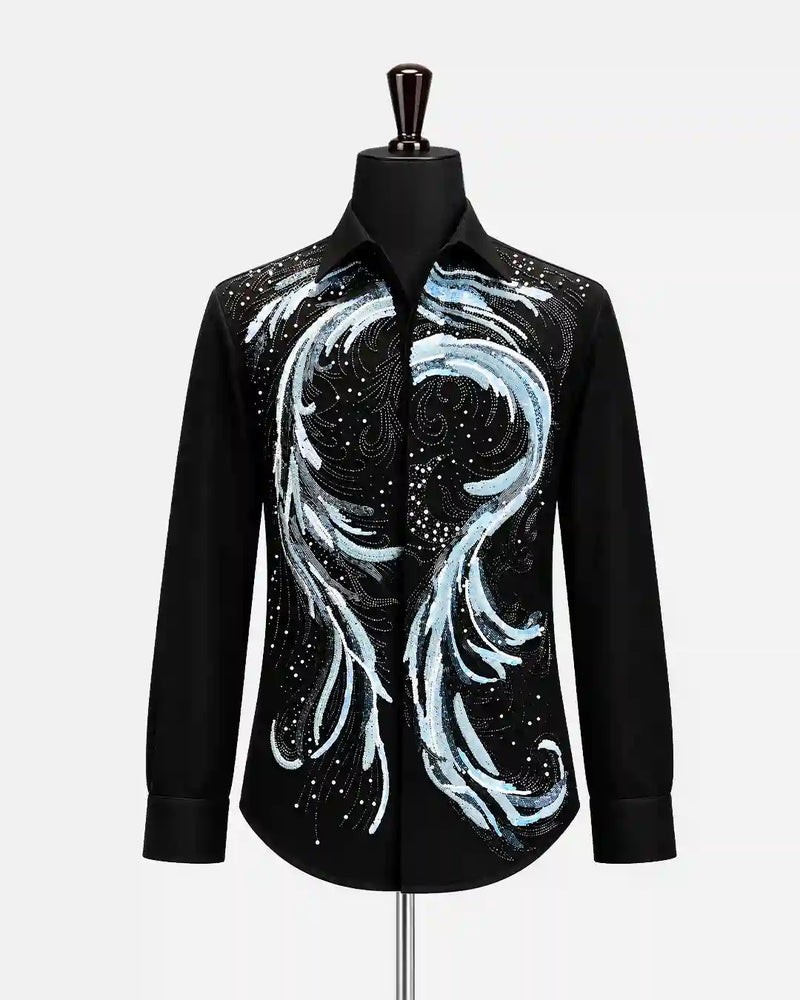 Black Crystal Wave Statement Shirt