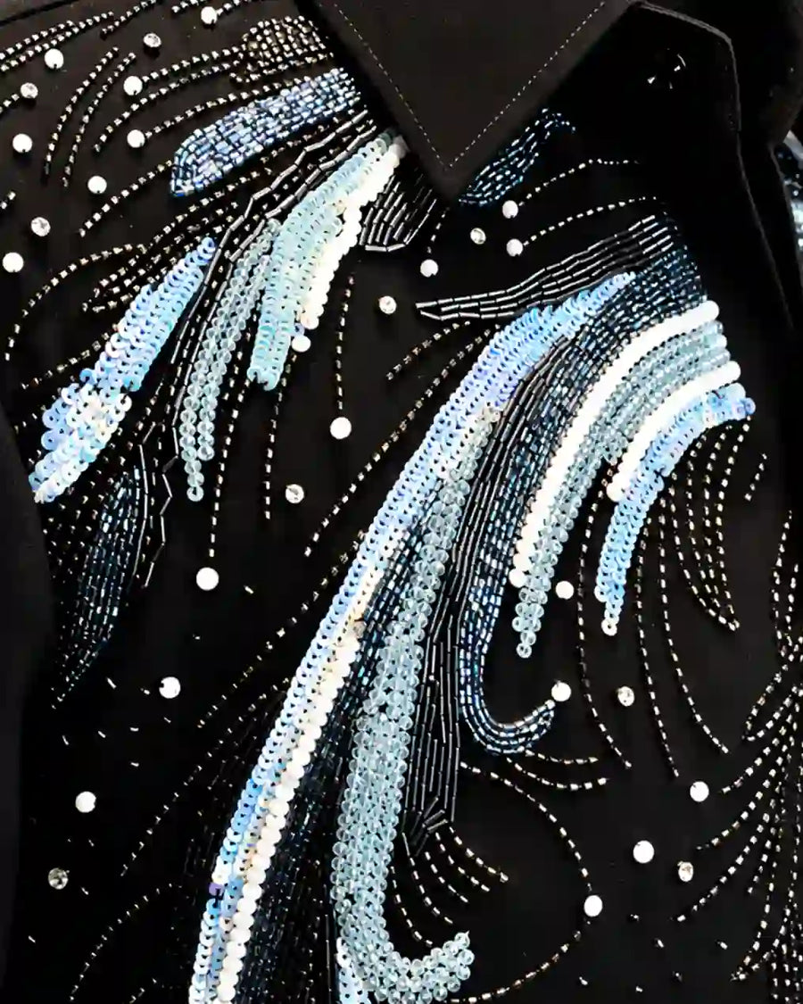 Black Crystal Wave Statement Shirt - Desire by Bharat Ahuja