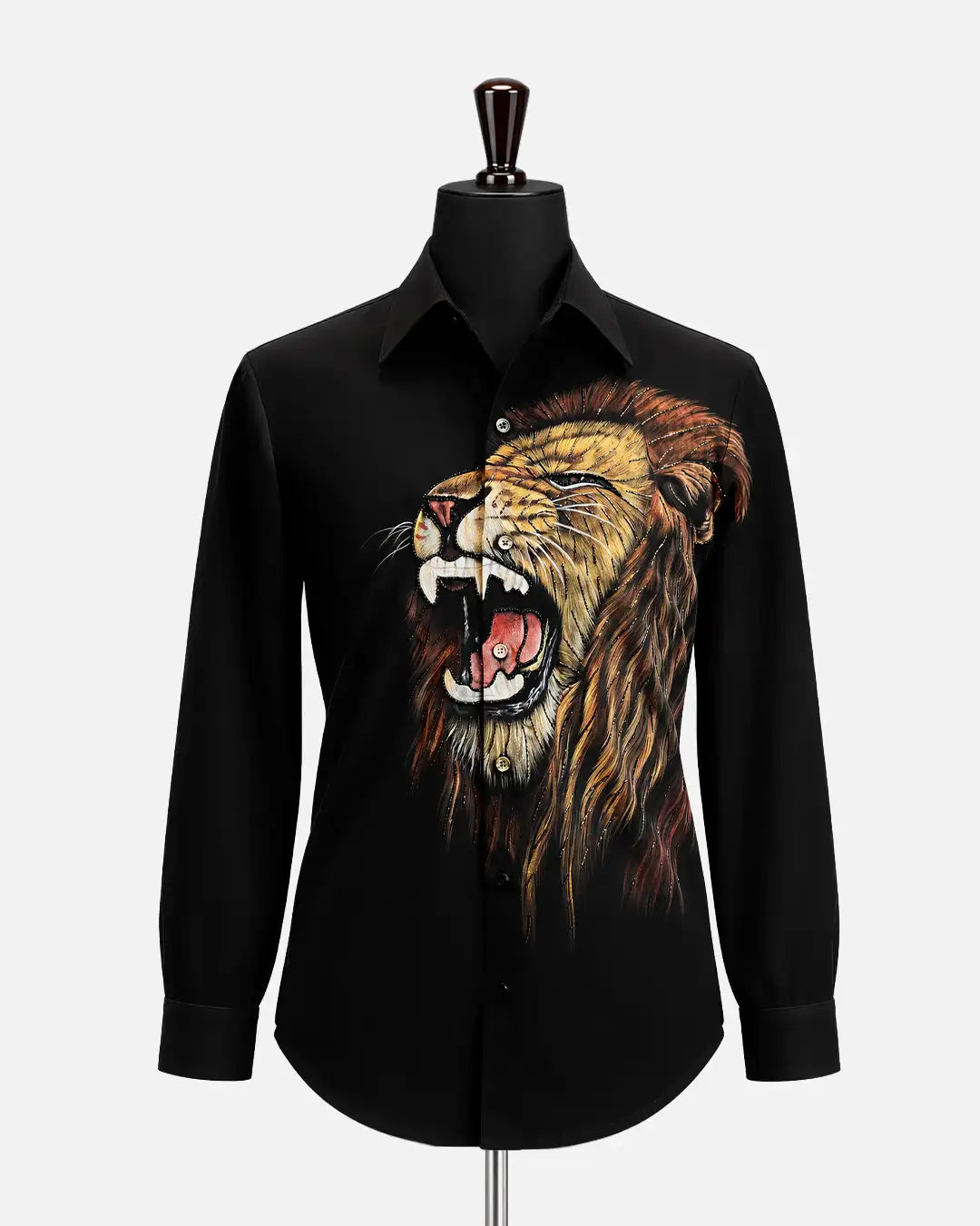 Black roaring lion statement designer shirt for men - Desire by Bharat Ahuja