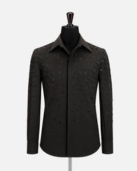 Black micro crystal embellished designer shirt for men - Desire by Bharat Ahuja