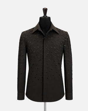 Black Micro Crystal Embellished Shirt