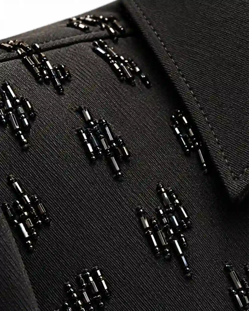 Black Micro Crystal Embellished Shirt
