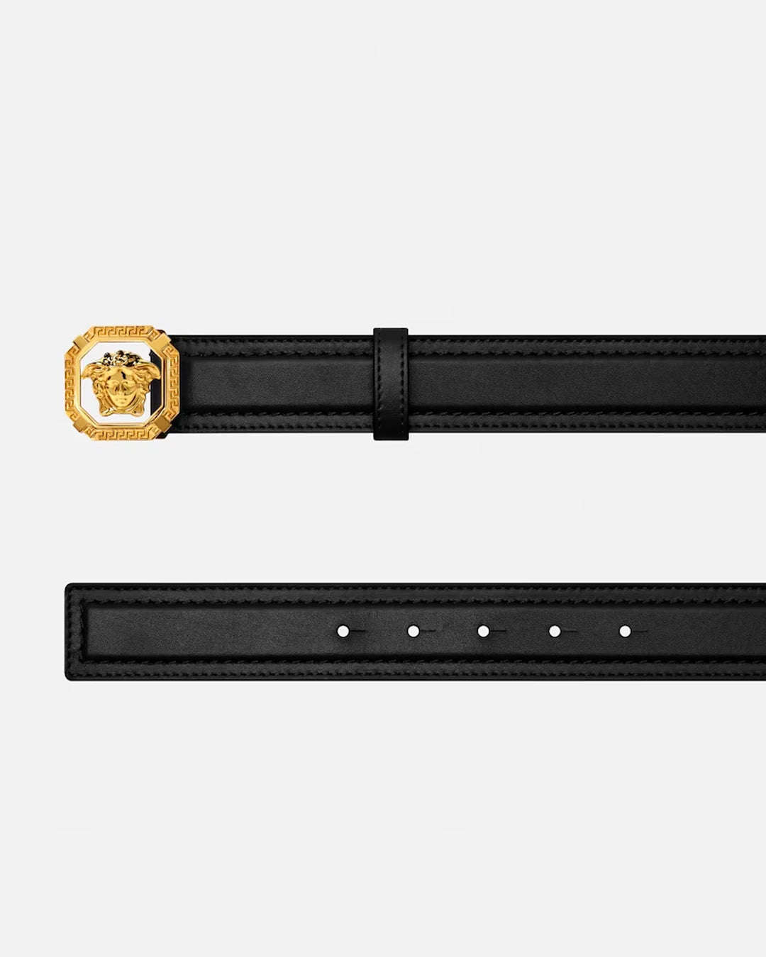 Black Leather Gold Medallion Belt
