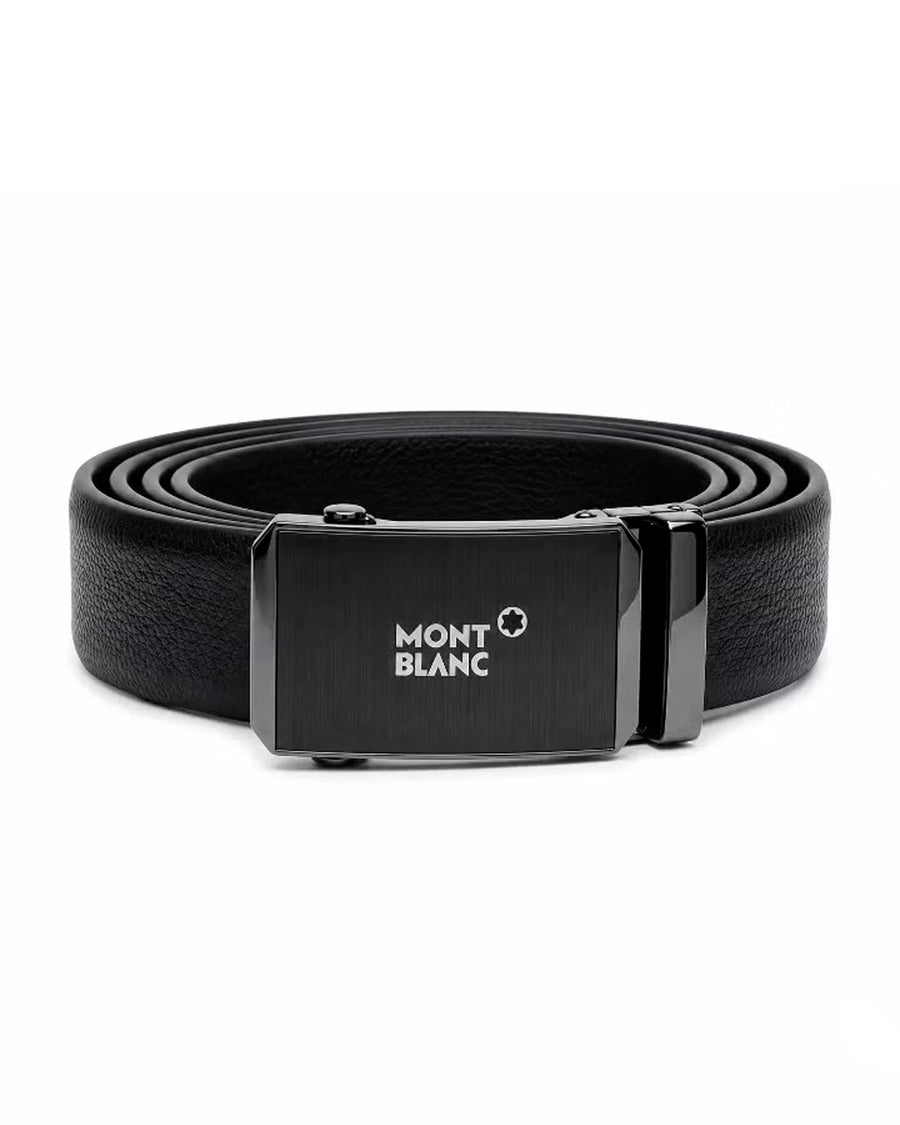 Black Leather Automatic Buckle Belt - Desire by Bharat Ahuja