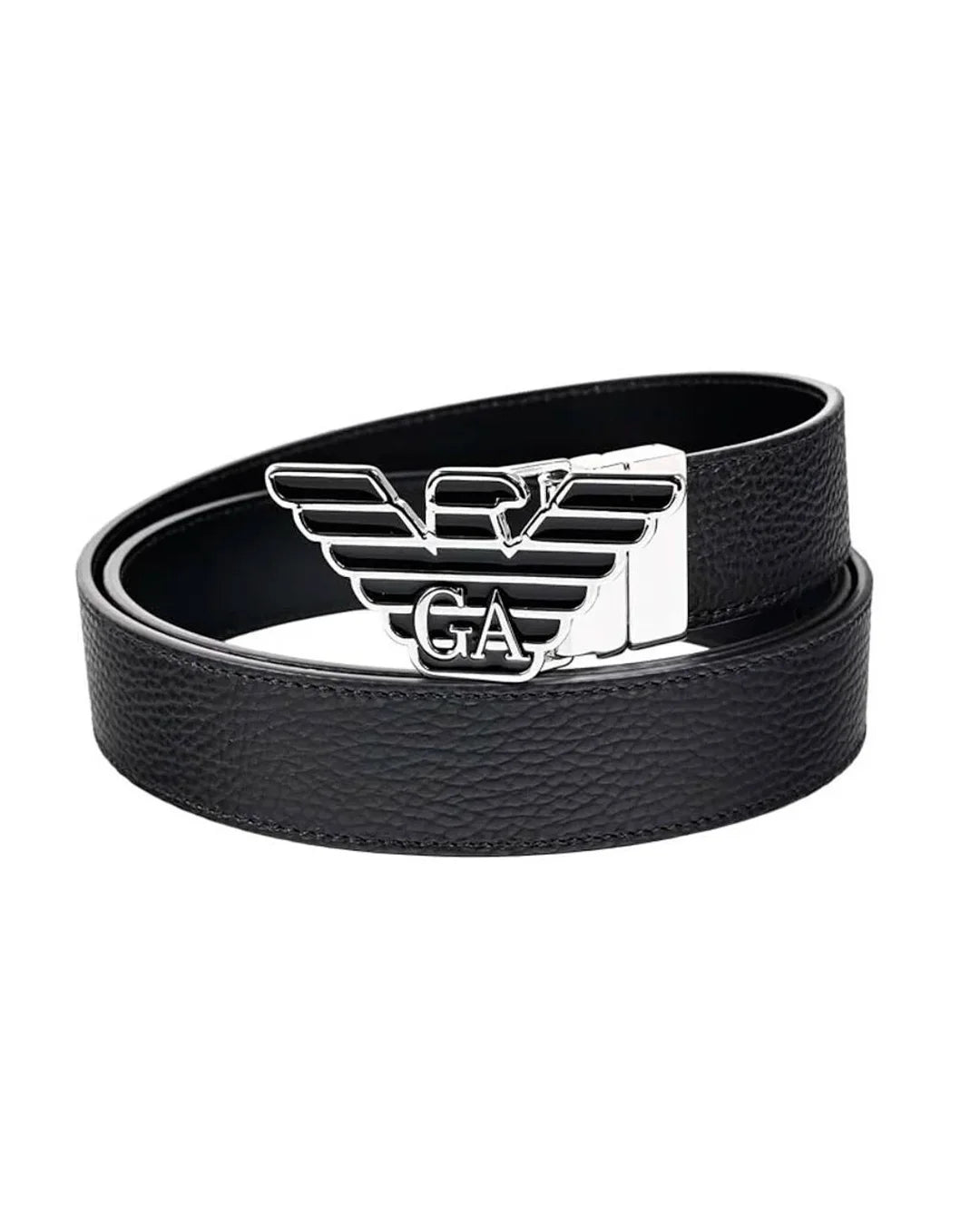 Black Leather Eagle Buckle Belt